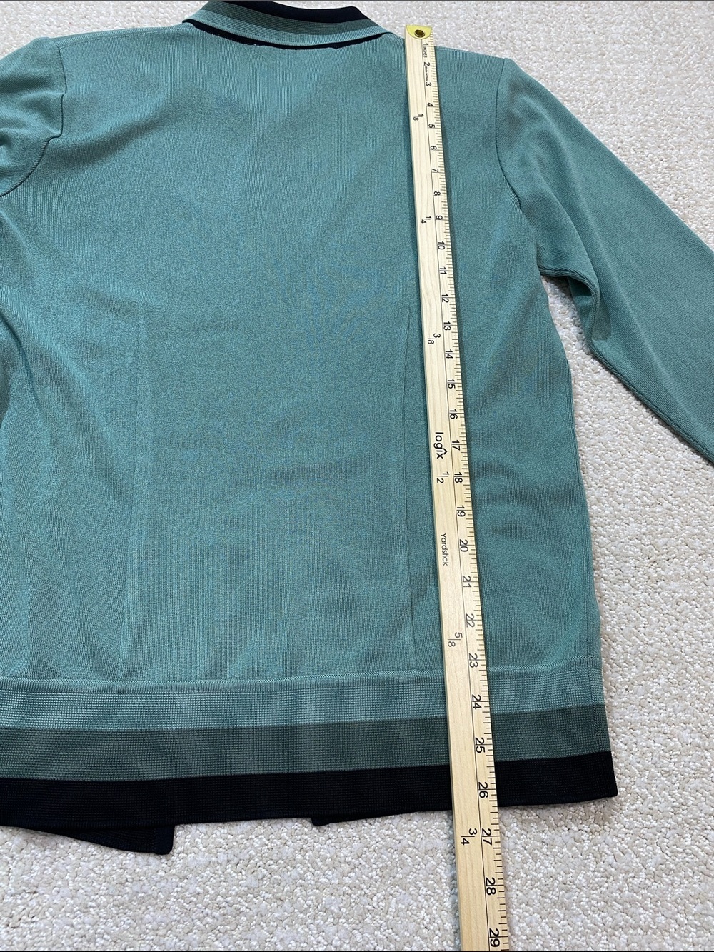 Misook Sage Green Open-Front Jacket with Black Trim 100% Acrylic Size S - Picture 14 of 16